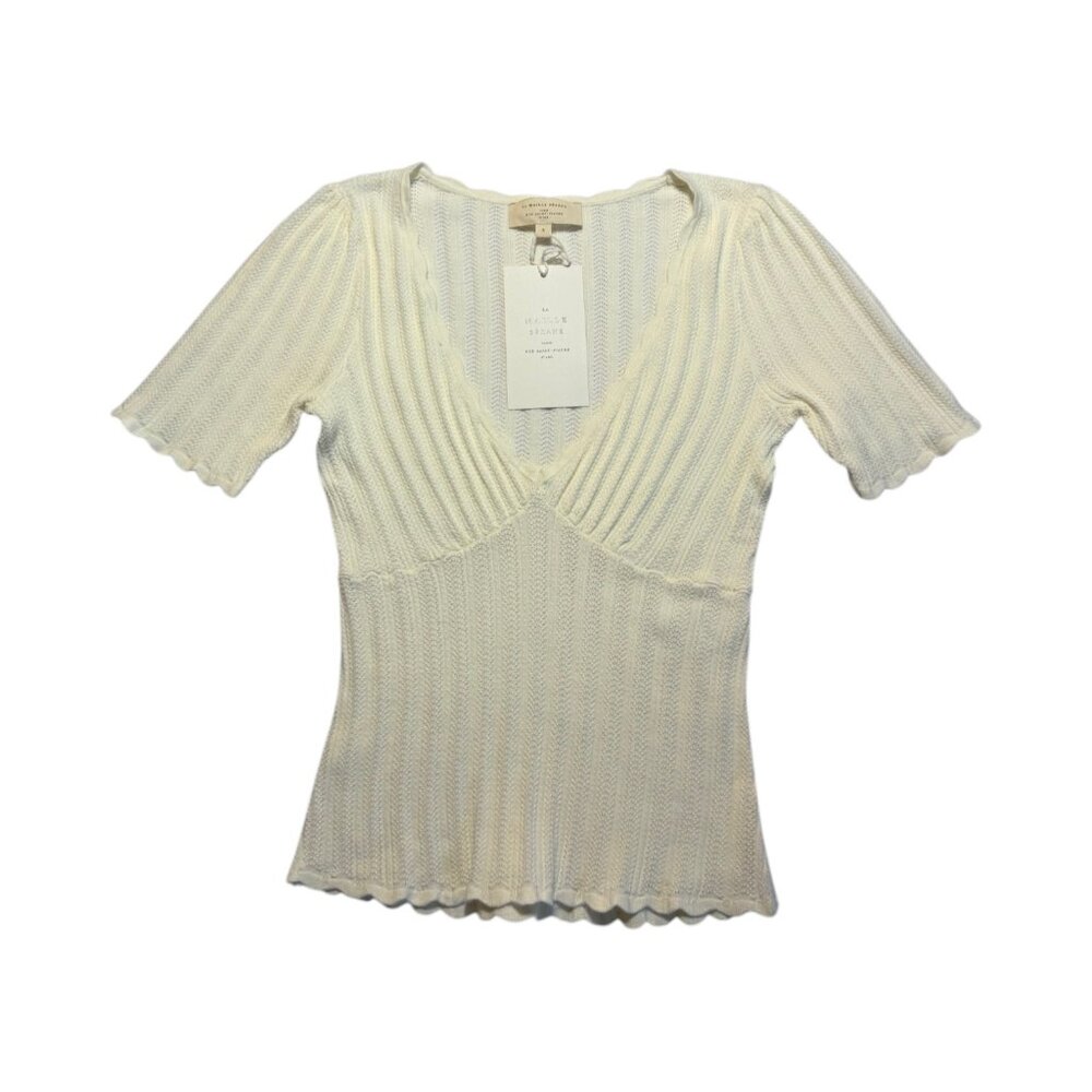 NWT Sezane Cloe Top in Creme Size S